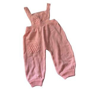Vintage Baby Pastel Pink Knit Textured Romper 6-12 Months